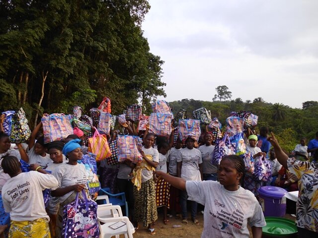 Beneficiaires receive three months supply of hygiene materials